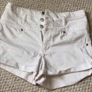 target white high waisted shorts